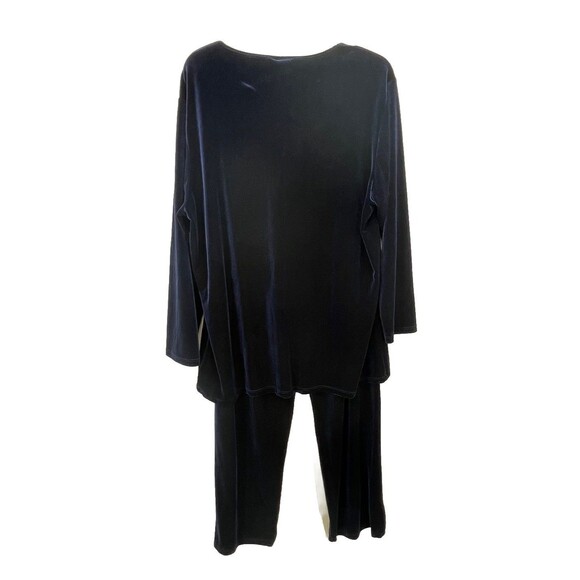 Vintage Adrian Karen Blue Velvet Pantsuit Set Sz 1X Wide Leg Elegant Party - Picture 3 of 16